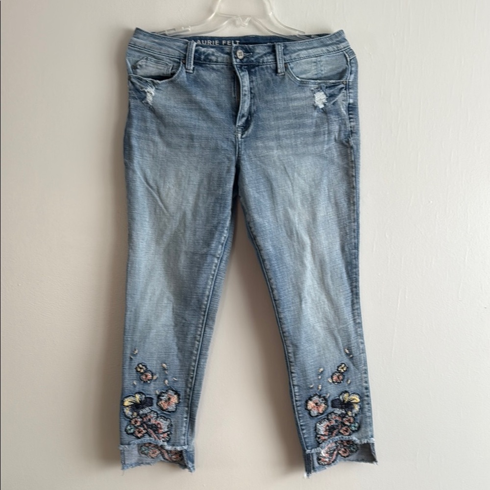 Laurie Field floral hem jeans size 8